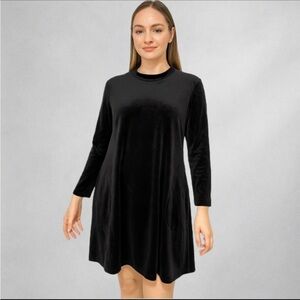 J.Jill Pure Jill Women’s Dress M Petite Black Velvet Tunic Soft Fall 056